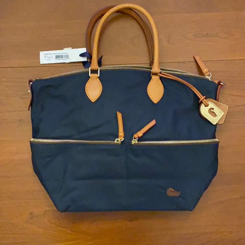 Dooney & Bourke Navy Purse | Hot Pink Interior | Leather | NWT